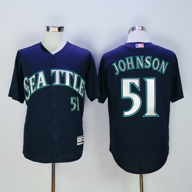 Men Seattle Mariners 51 Johnson Blue MLB Jerseys